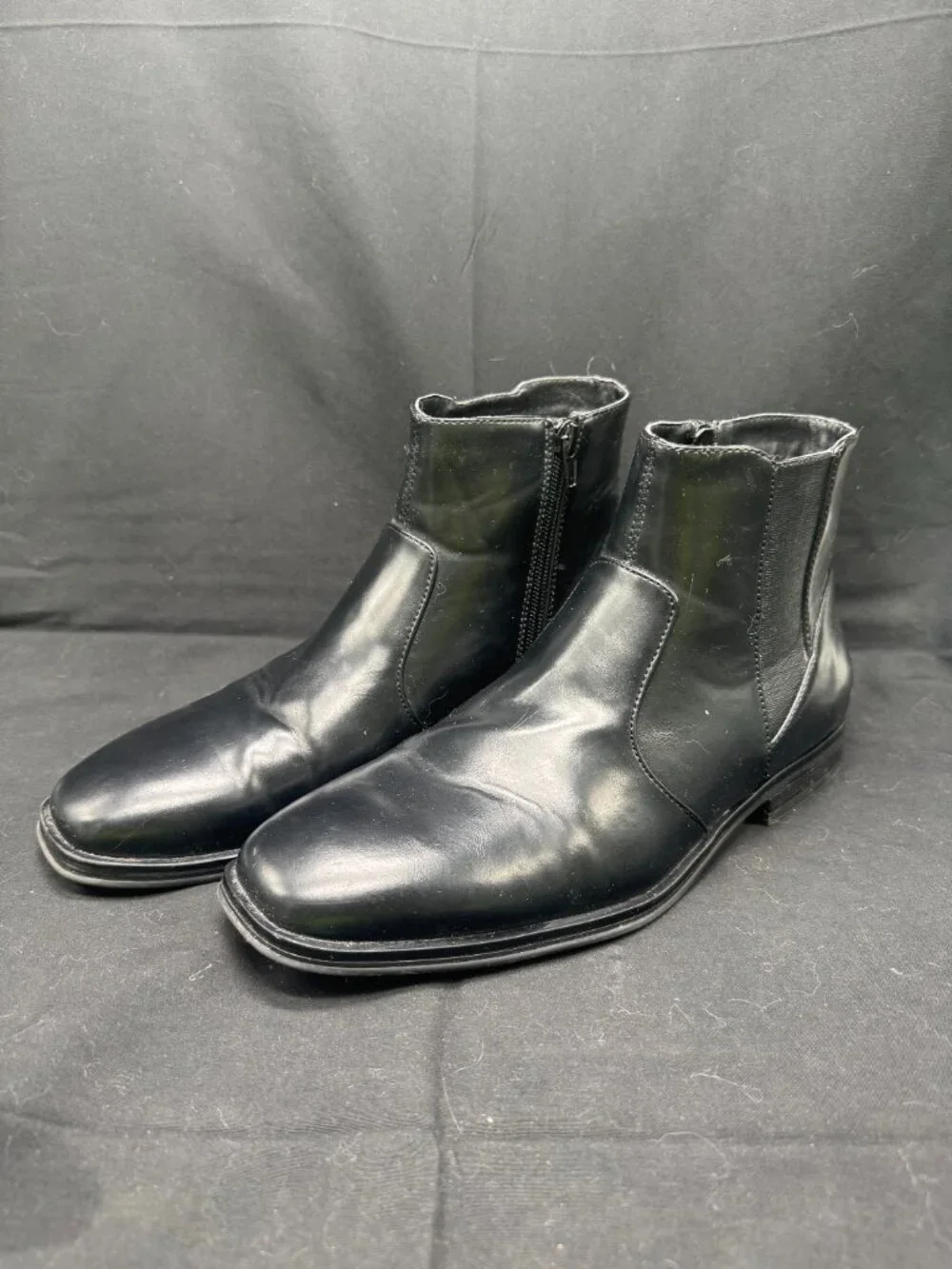 Vintage Black Alfani Men's Luxe Chelsea Side Zip Boots Size 8.5